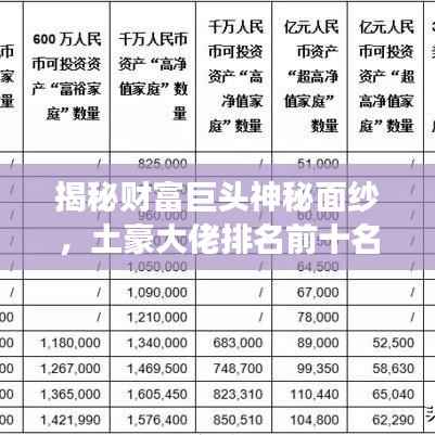 揭秘财富巨头神秘面纱,土豪大佬排名前十名重磅揭晓!