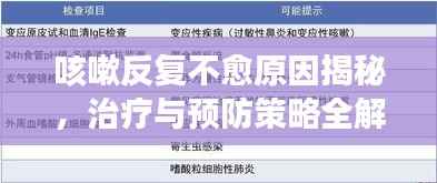 咳嗽反复不愈原因揭秘，治疗与预防策略全解析